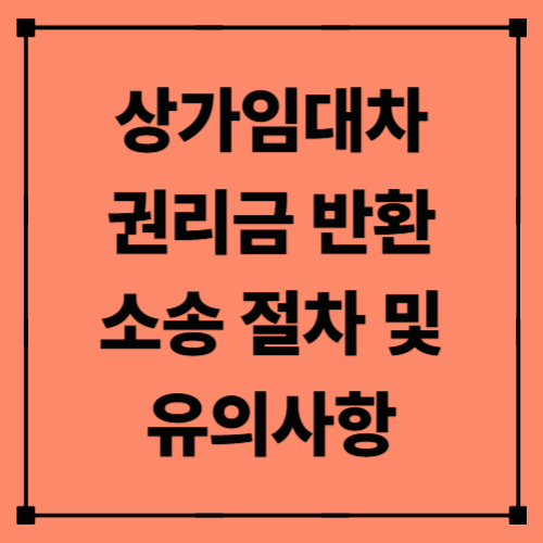상가임대차 권리금 반환 소송 절차 및 유의사항|임차인이 꼭 알아야 할 핵심 정리