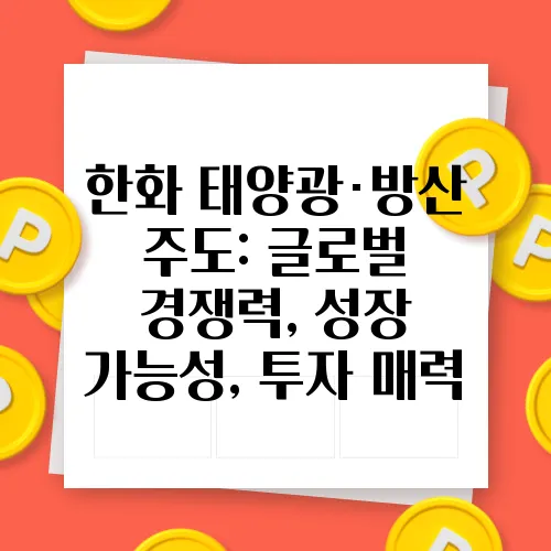 한화 태양광·방산 주도: 글로벌 경쟁력, 성장 가능성, 투자 매력