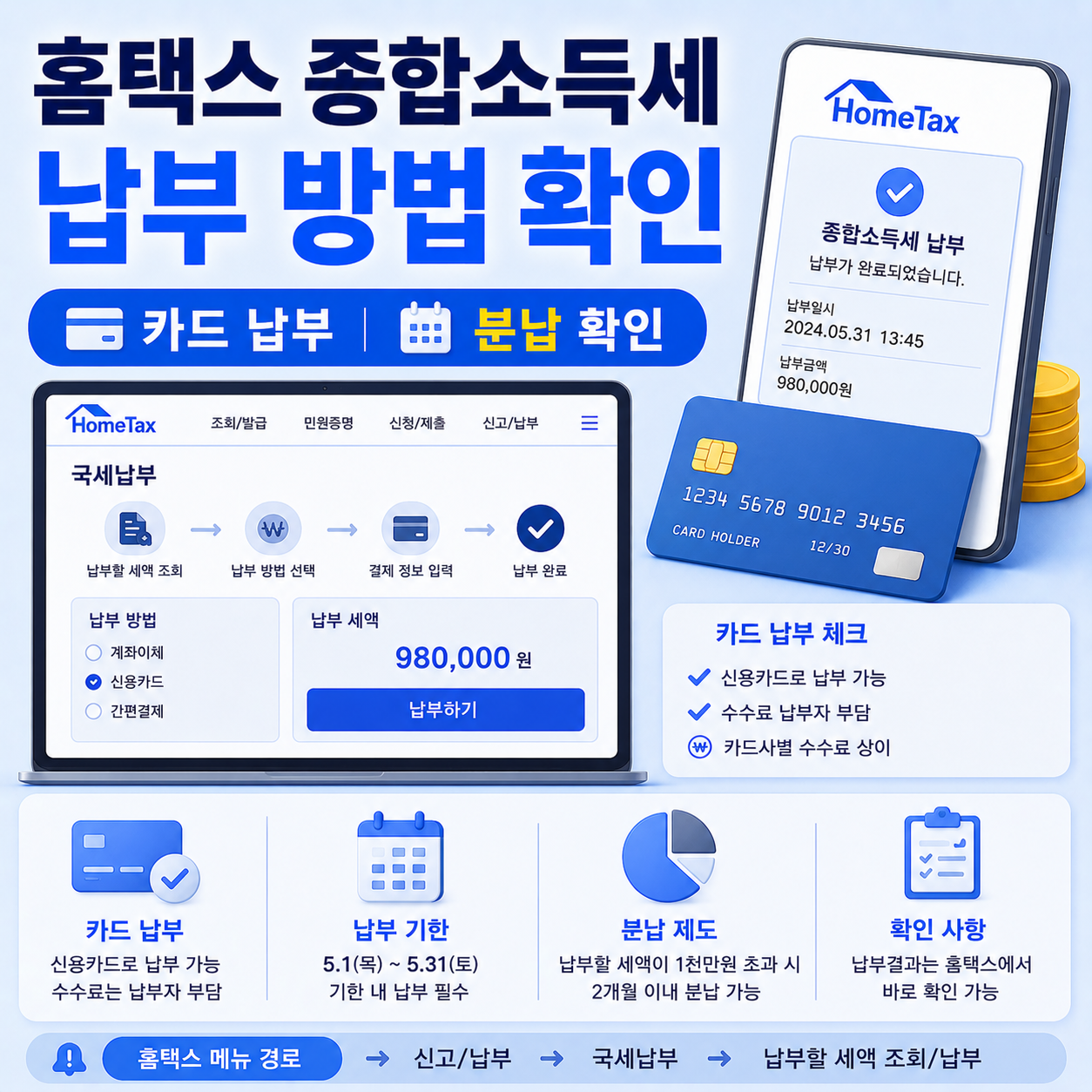 종합소득세 납부 방법 카드 납부 조건 확인 안내
