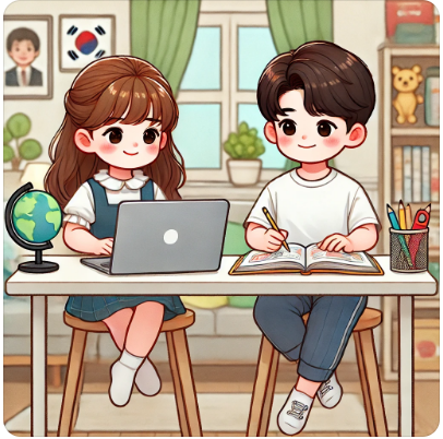 남매가 공부하는 모습