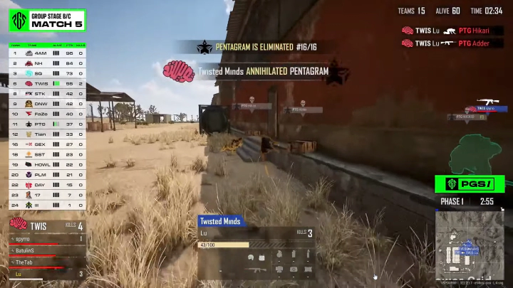 펜타그램은 트위스티드 마인드와의 초반 교전에서 큰 아픔을 맛보았습니다.