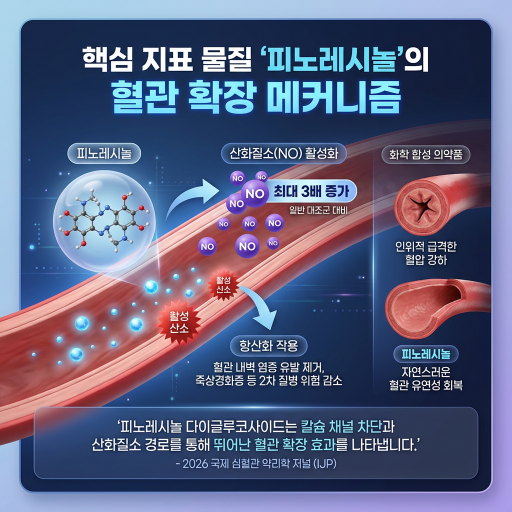핵심 지표 물질 '피노레지놀'의 혈관 확장 메커니즘