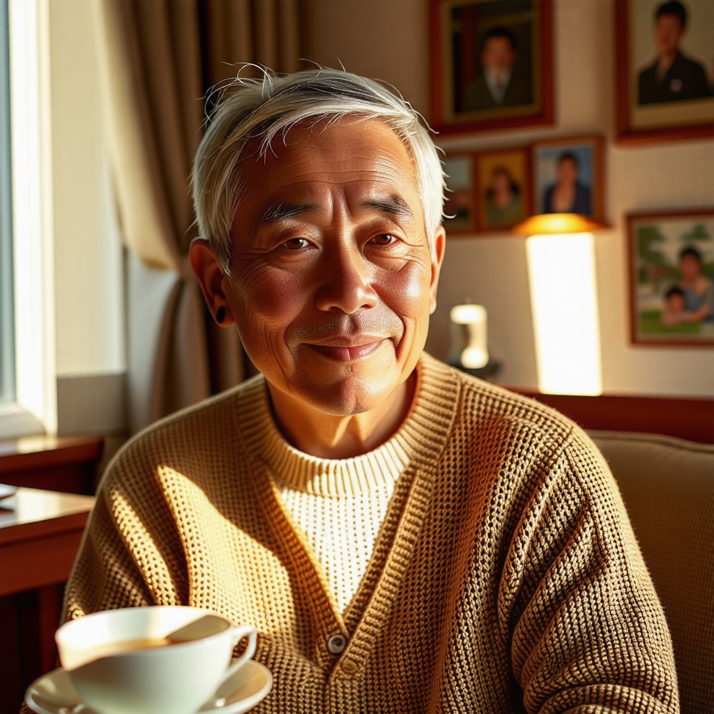 보청기를 착용한 할아버지