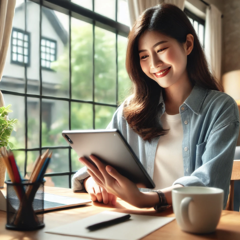 집에서 일하는 모습