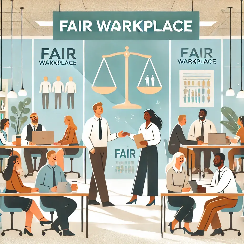 수습기간 중 해고를 하지 않는 공정한 근로 환경을 개선한다는 장면을 시각적으로 표현한 일러스트 이미지