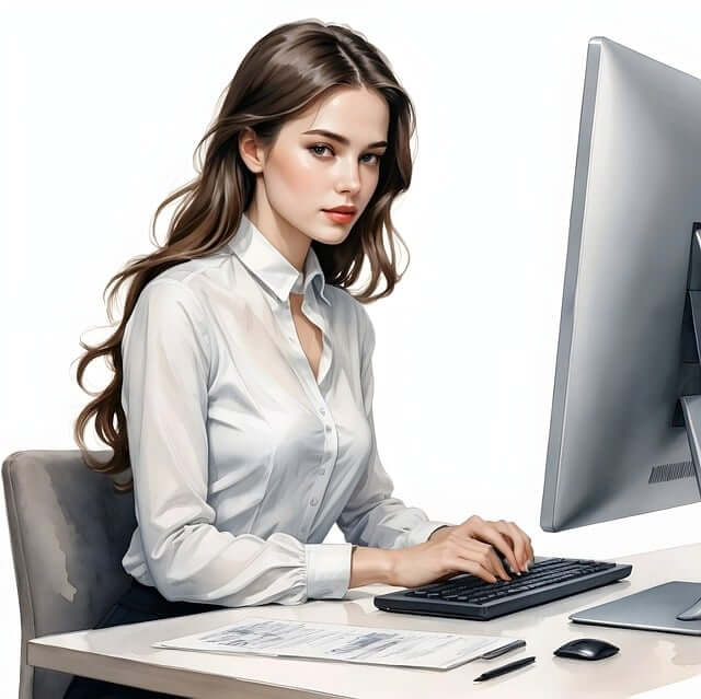 일하고-있는-젊은-여성의-그림입니다.