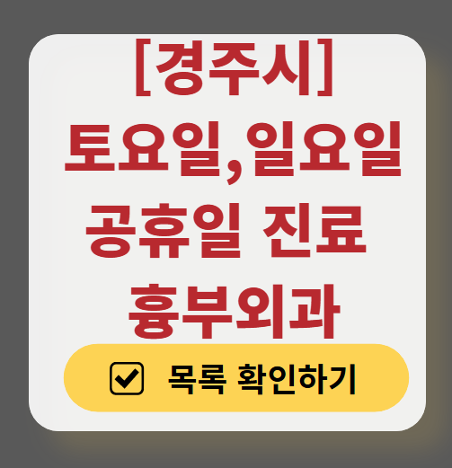 경주시 주말 토요일 일요일 흉부외과 진료 병원 목록 ❘ 공휴일 진료 영업 병원 리스트 찾기