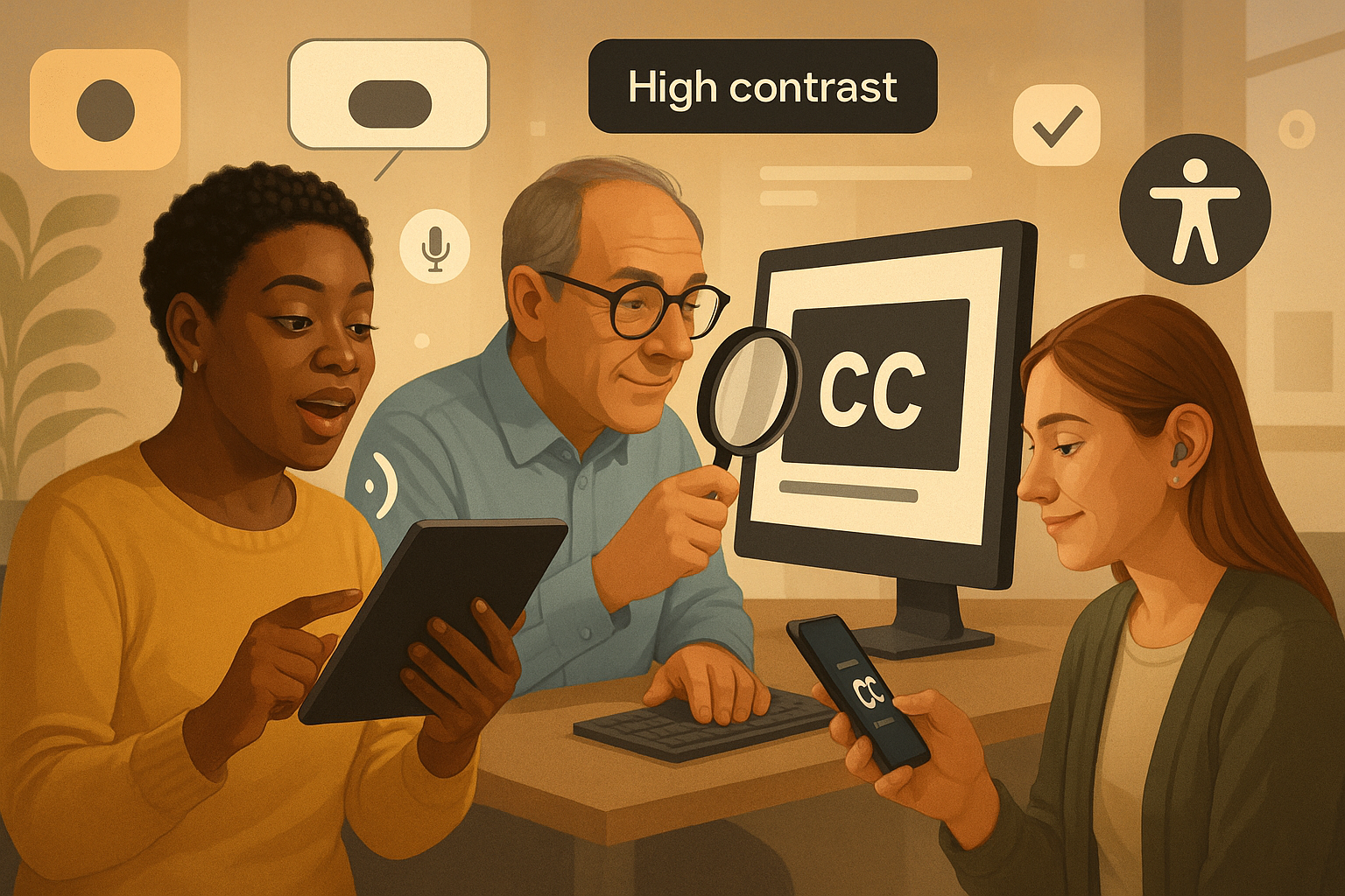 색상과 대비, 키보드 접근성, 스크린 리더