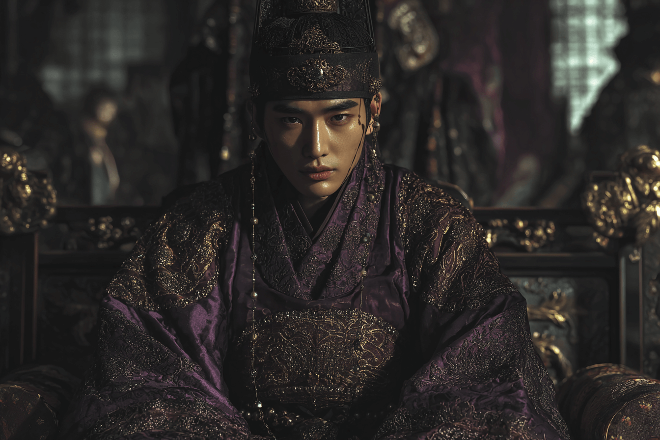 왕좌에-앉아-있는-심각한-표정의-왕