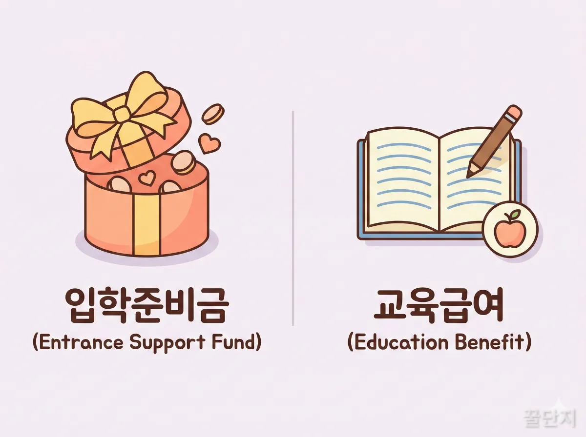 입학지원금과 교육급여의 차이점 비교 일러스트
