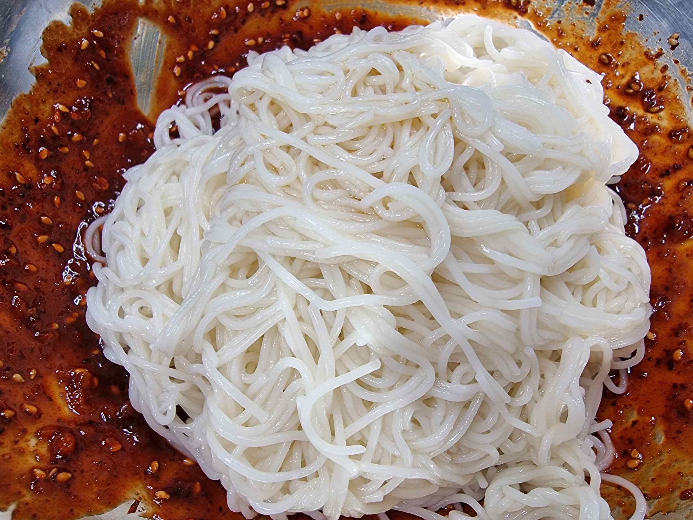 양념에 비벼주기