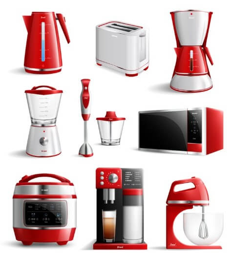 각종 가전제품을 나열해놓은 모습