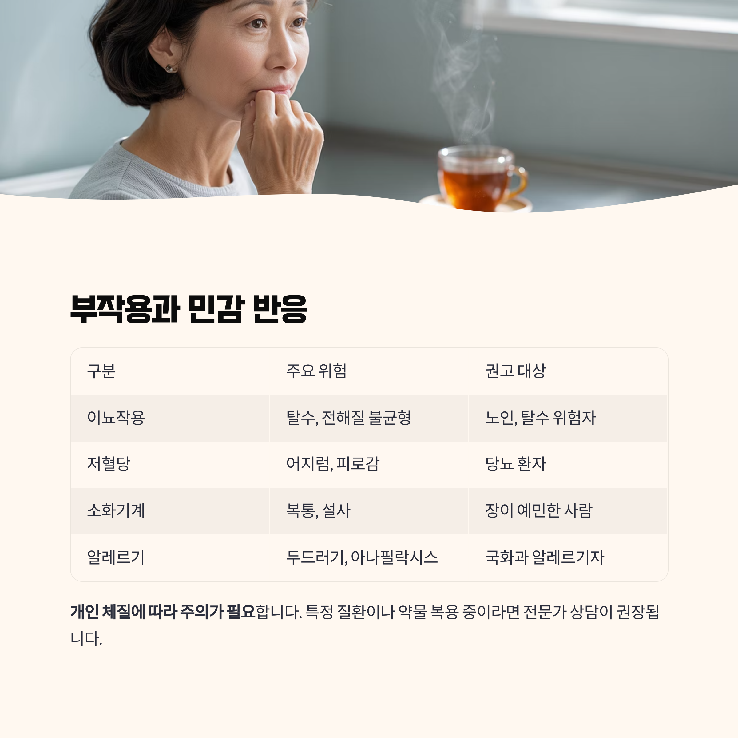 부작용과 민감 반응 정리
