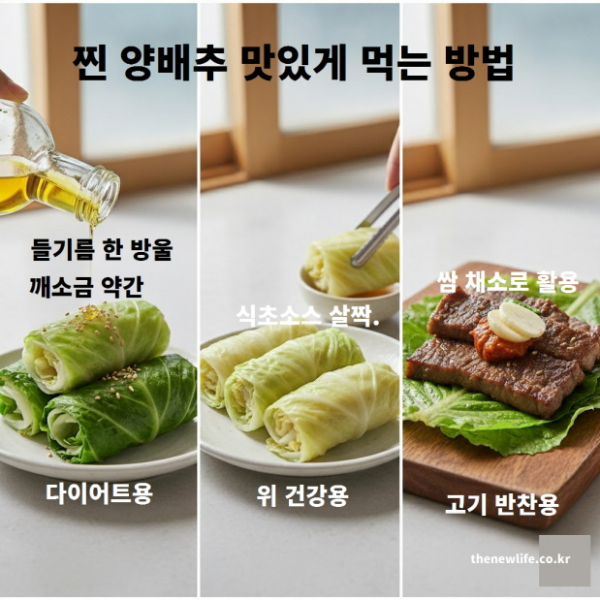 찐 양배추 맛있게 먹는 방법 &ndash; 다이어트용, 위 건강용, 고기 반찬용 세 가지 활용법
