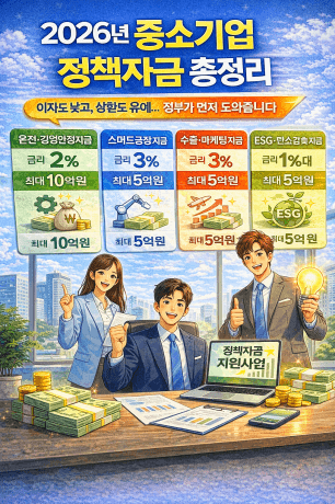 2026 중소기업 정책자금 총정리 : 창업&middot;경영안정&middot;스마트공장 지원제도 안내