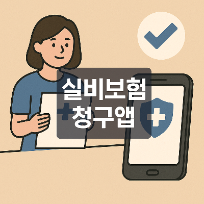 실비보험 청구를 간편하게 도와주는 앱을 강조한 정보형 썸네일 이미지