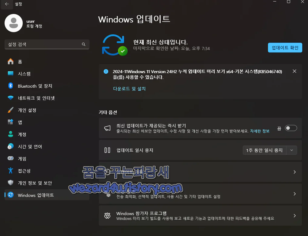 윈도우 11 KB5046740 미리 보기 업데이트