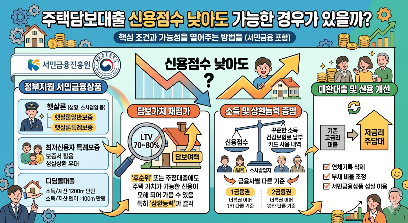 주택담보대출 신용점수 낮아도 가능한 경우가 있을까?