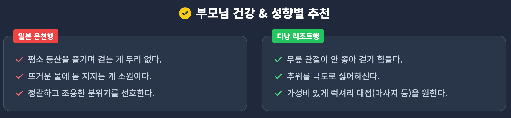 부모님건강 & 성향별 추천 인포그래픽