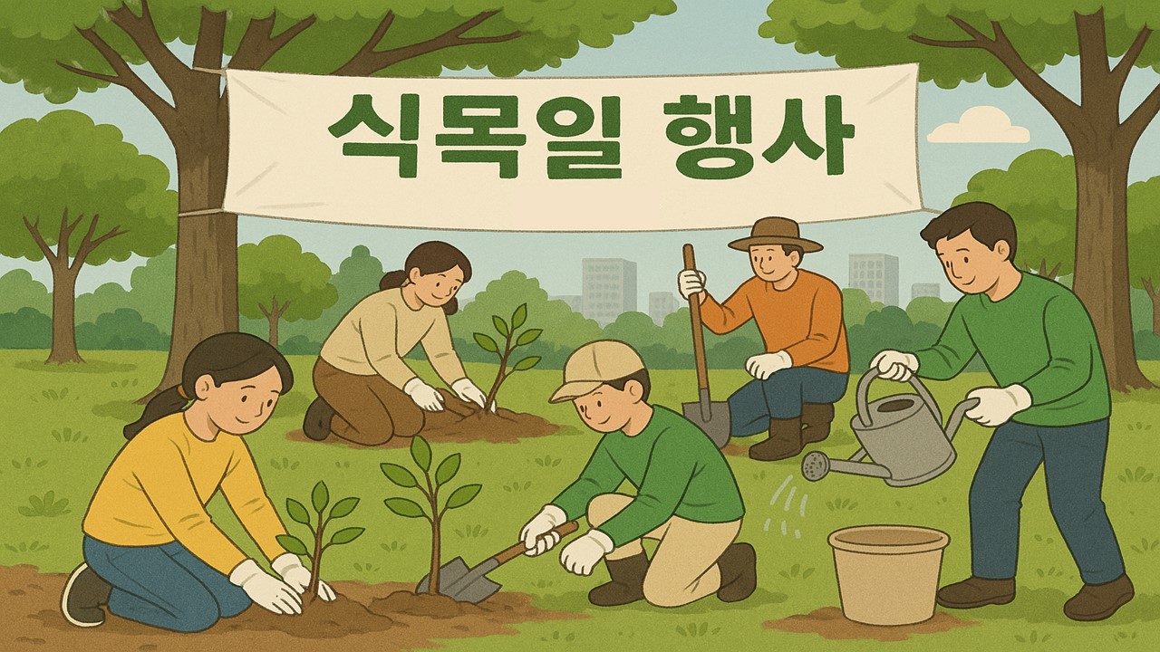 식목일 나무 심기 행사 예시 그림
