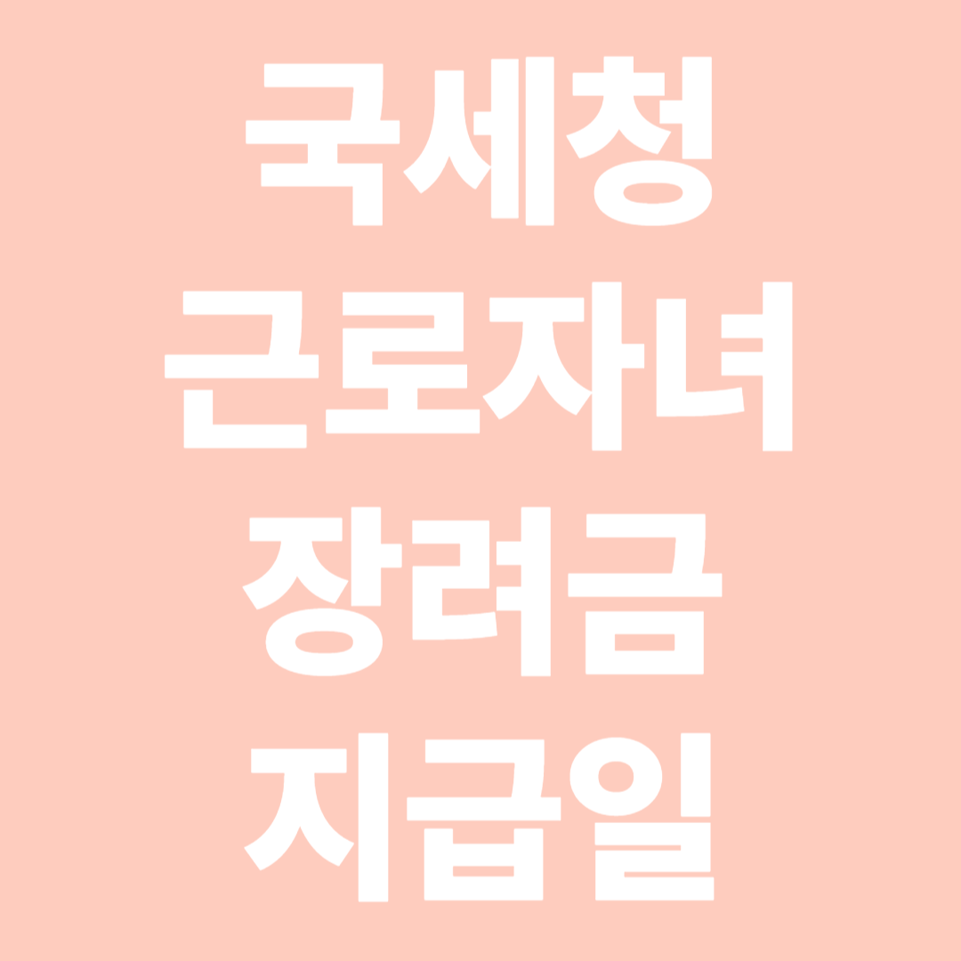 국세청 근로·자녀장려금 지급일