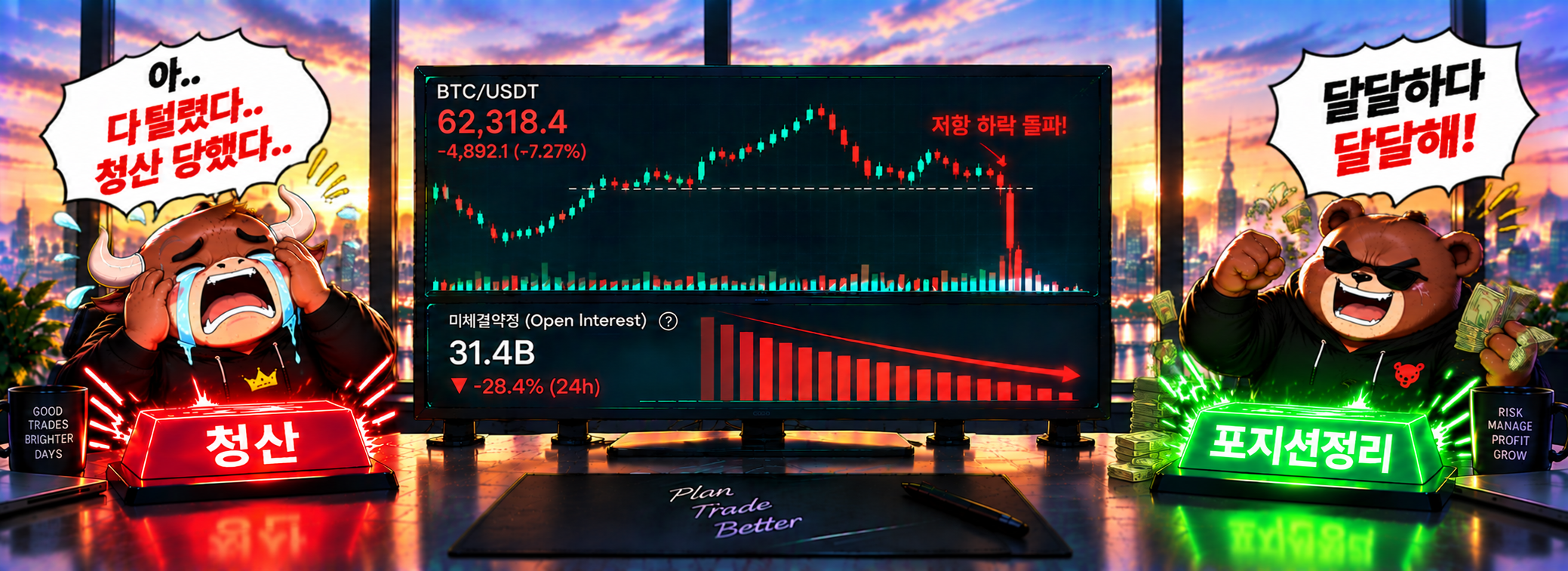 미결제약정 하락 - 롱 청산·숏 익절 가능성