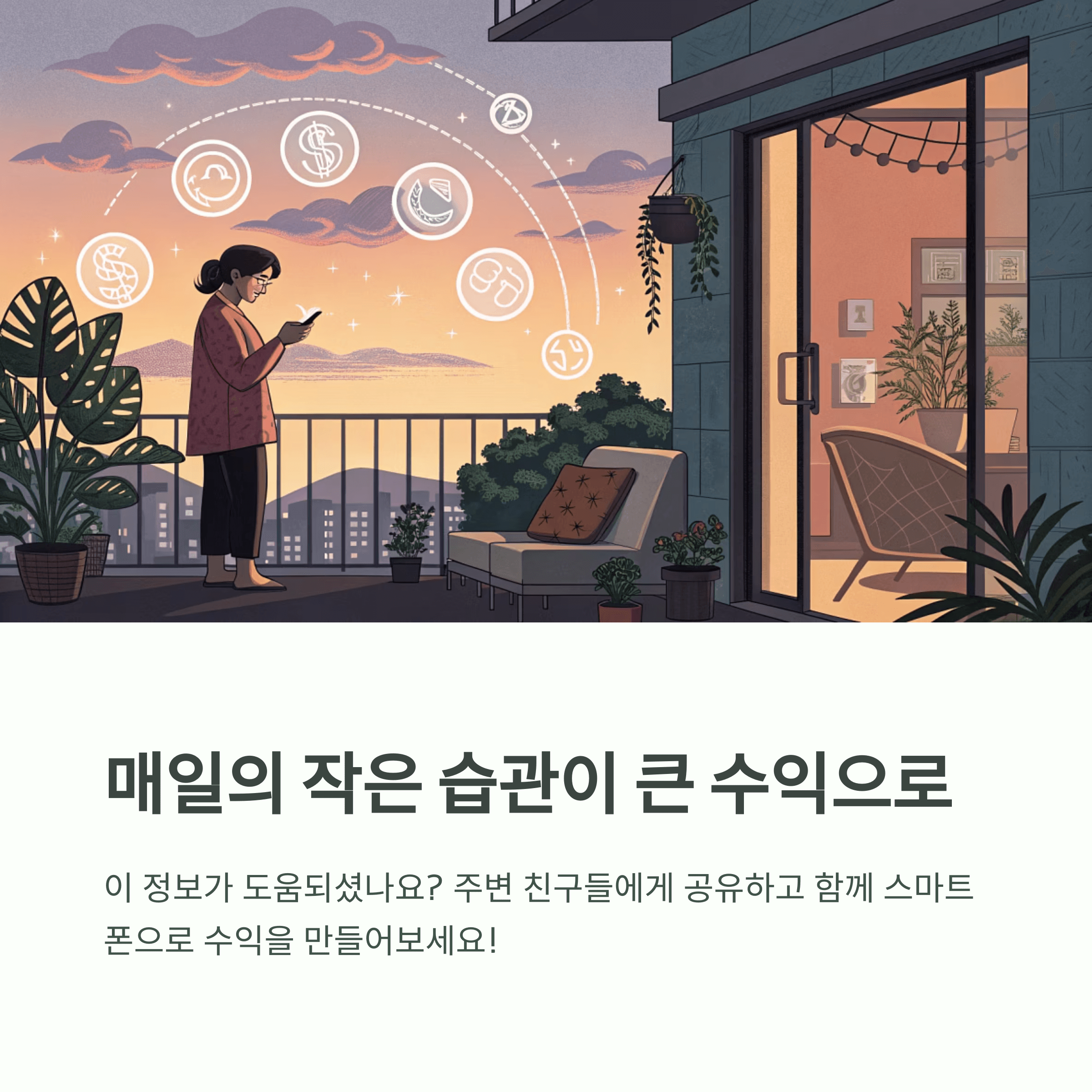 작은 습관으로 수익을 만든다는 글과 이미지
