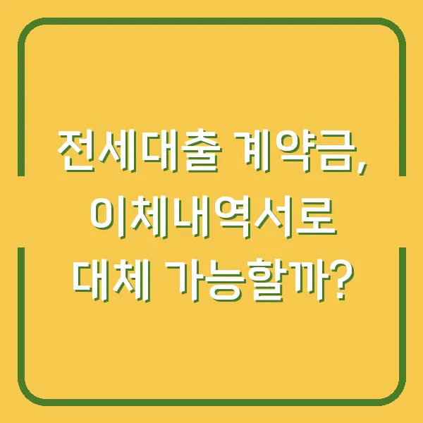 전세대출 계약금, 이체내역서로 대체 가능할까?
