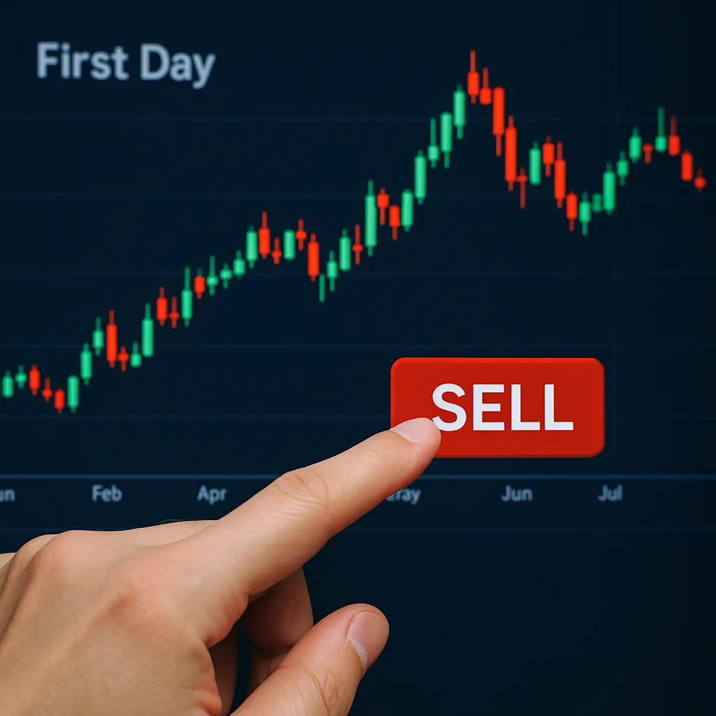 상장 첫날 매도 타이밍을 고민하는 장면