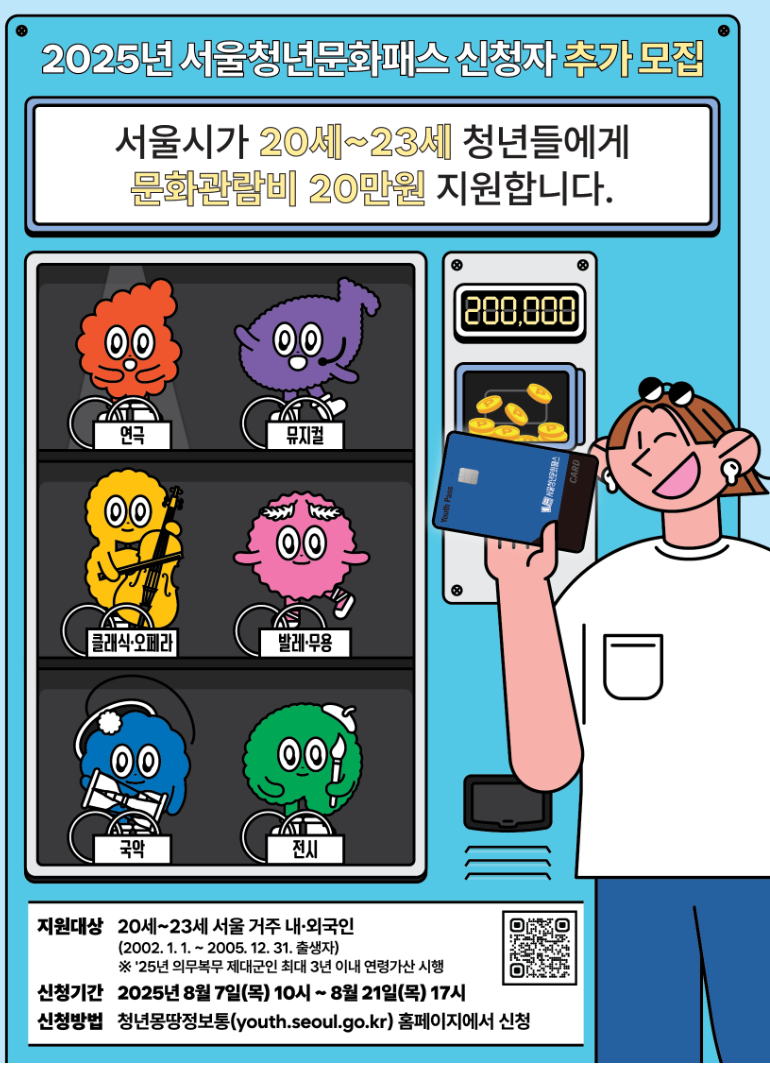 서울청년문화패스 2025 &lsquo;추가신청&rsquo; 놓친분들은 꼭 신청하세요!
