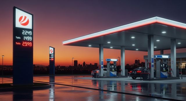 유가 하락으로 인해 주유소 기름값 변동을 확인하는 상황