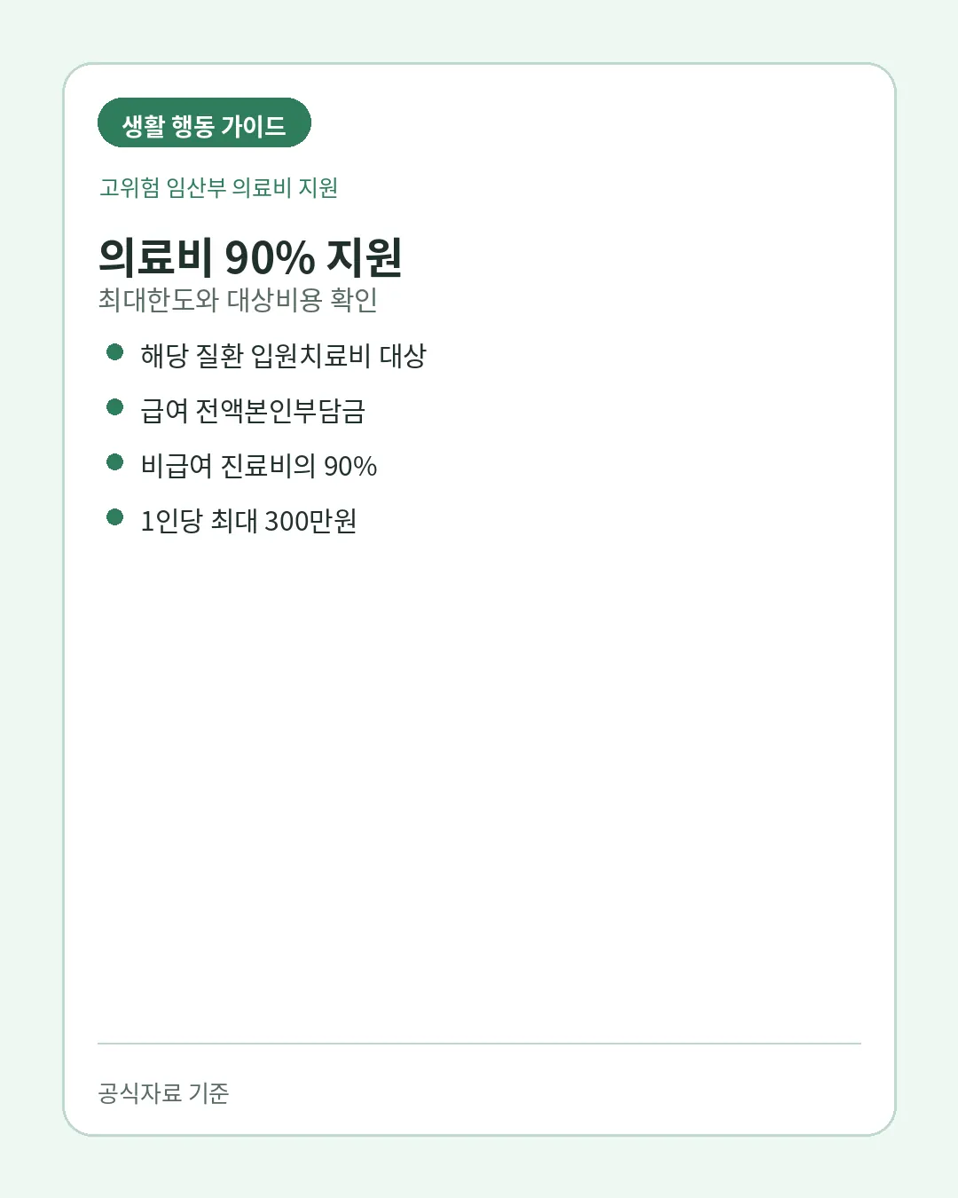 고위험 임산부 의료비 급여 전액본인부담 비급여 90퍼센트 지원