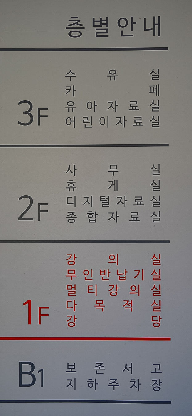 광교 푸른숲 도서관 층별안내