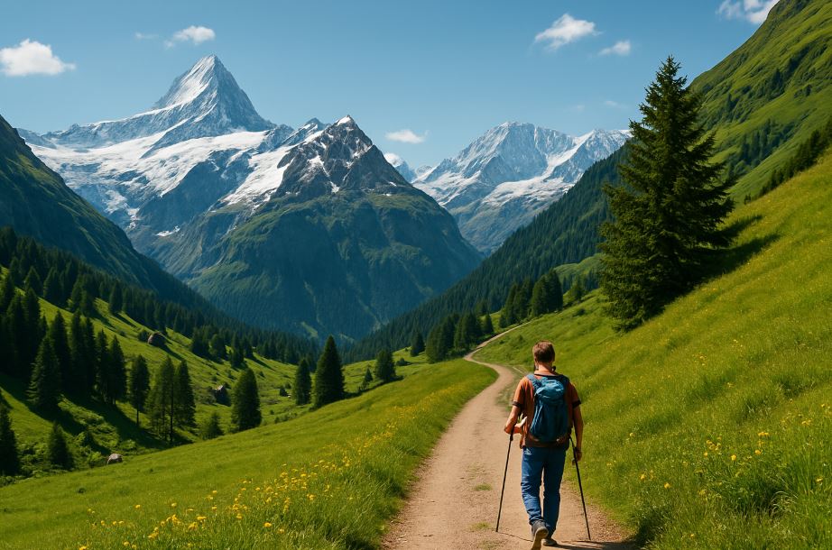 스위스 알프스의 눈부신 풍경