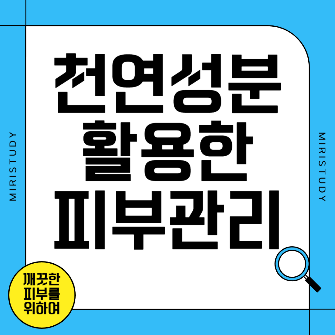 천연 성분을 활용한 피부 관리법