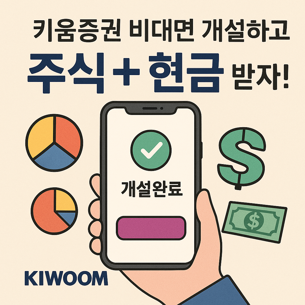 키움증권 계좌개설 혜택 주식 1주 + 수수료 무료 + 현금 지원까지!