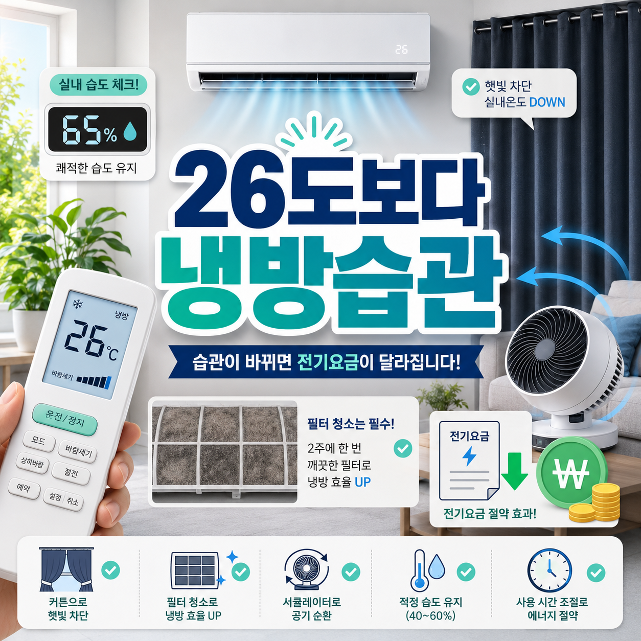 해보니 26도보다 냉방습관 먼저예요