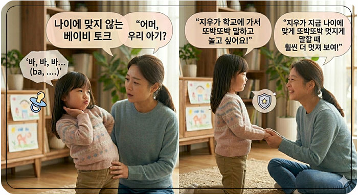 나이에 맞지 않는 '베이비 토크'