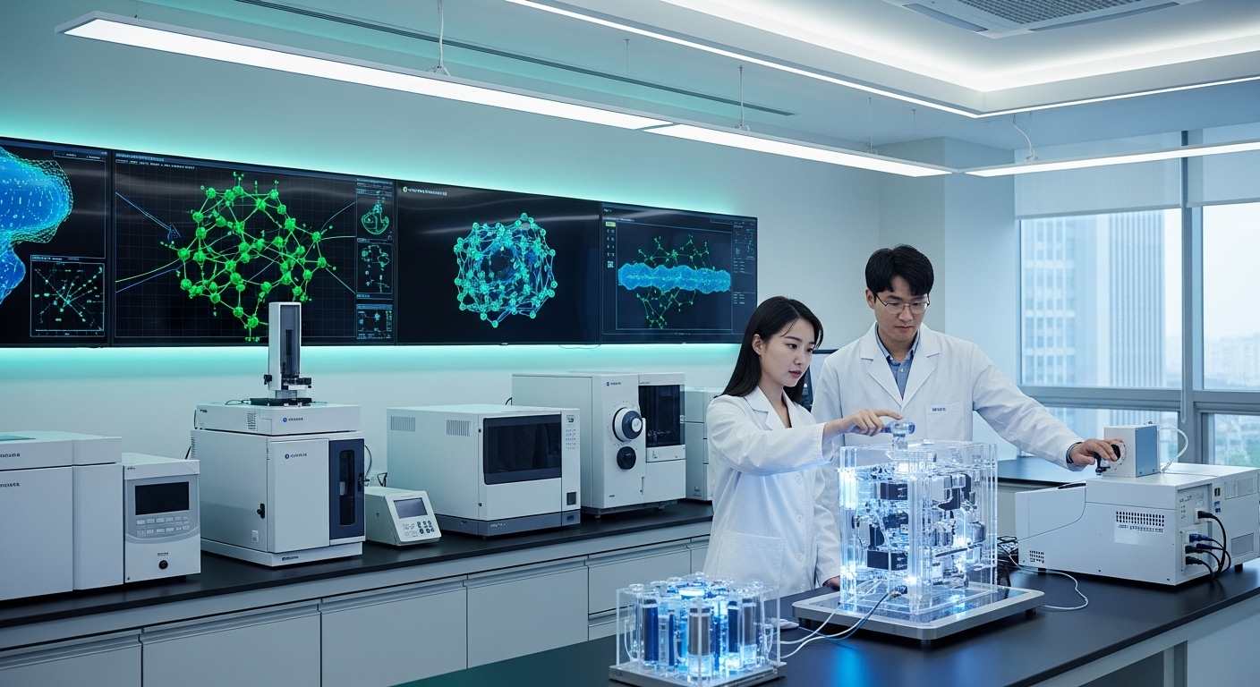 examining a transparent hydrogen fuel cell prototype.