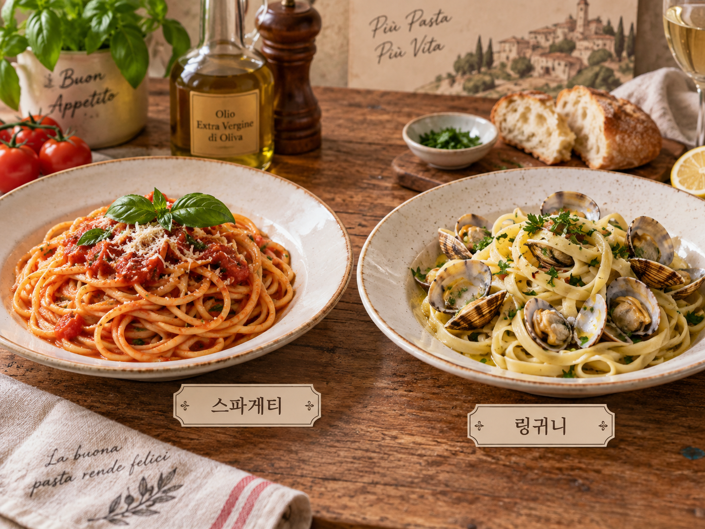 스파게티와 링귀니 차이, 긴 파스타 면의 특징 정리