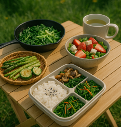 캠핑 음식 관련 사진