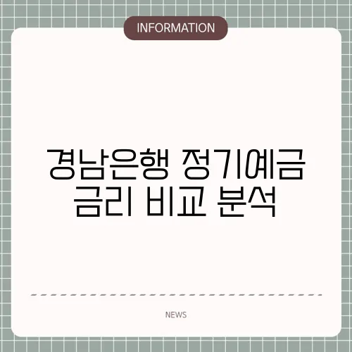 경남은행 정기예금 금리 비교 분석