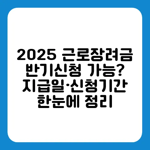 2025 근로장려금 반기신청 가능? 지급일·신청기간 한눈에 정리