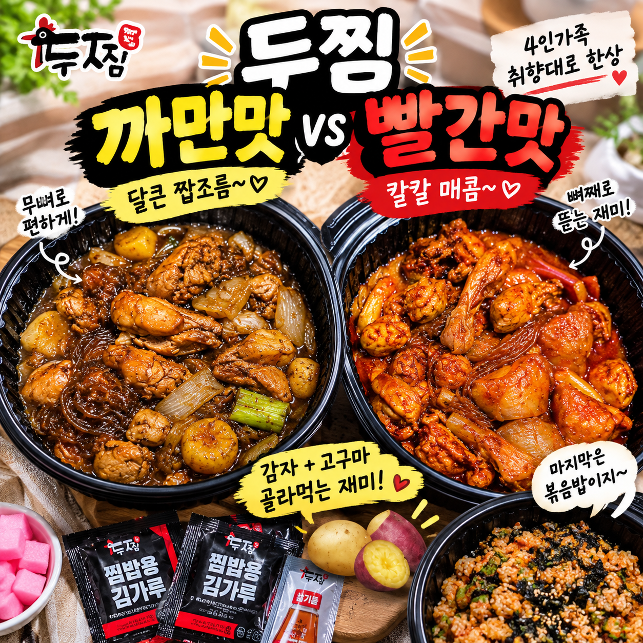 두찜 까만찜닭 빨간찜닭 후기