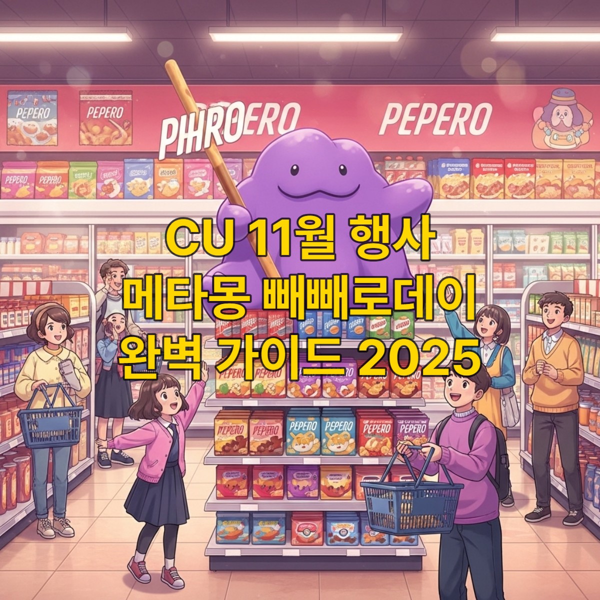2025년 CU 편의점 11월 포켓몬 메타몽 빼빼로데이 행사, 즐거운 쇼핑 분위기