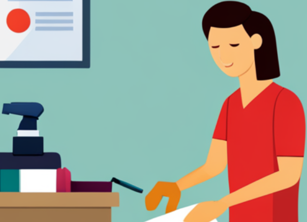 산재로 손을 다쳐서 집에서 가사일하는 모습