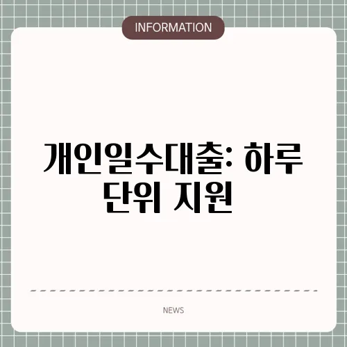 개인일수대출: 하루 단위 지원⏰