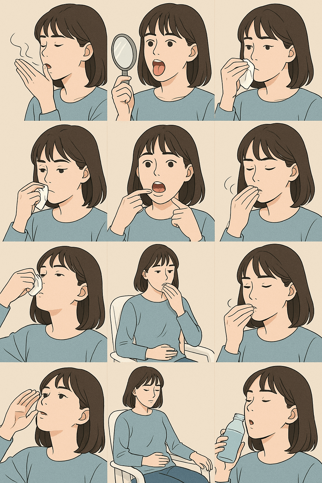 구취 자가진단하는 모습들