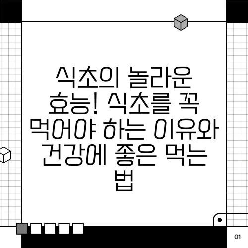 식초의 놀라운 효능! 식초를 꼭 먹어야 하는 이유와 건강에 좋은 먹는 법