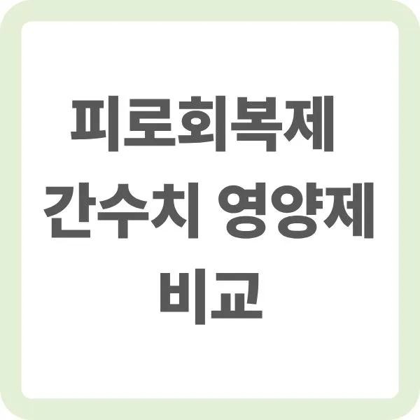 피로회복제 및 간수치 영양제 비교 가이드 타이틀 텍스트 이미지